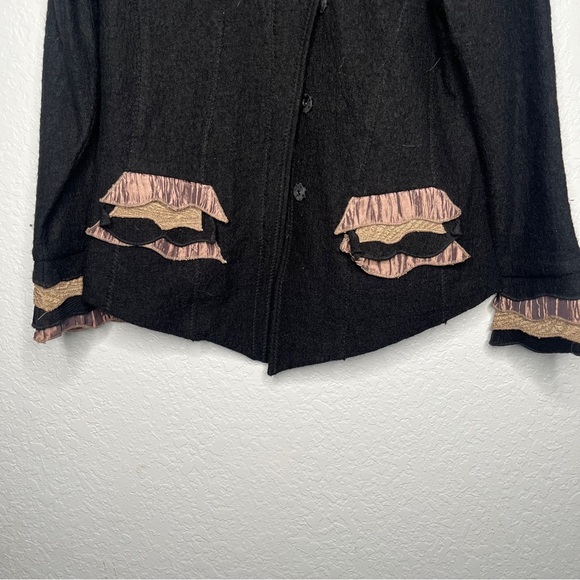 Carson Ruffle Asymmetrical Wool Button Jacket Lined - Picture 2 of 8